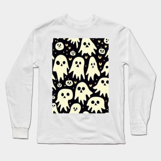 Spooky , cute halloween pattern design Long Sleeve T-Shirt